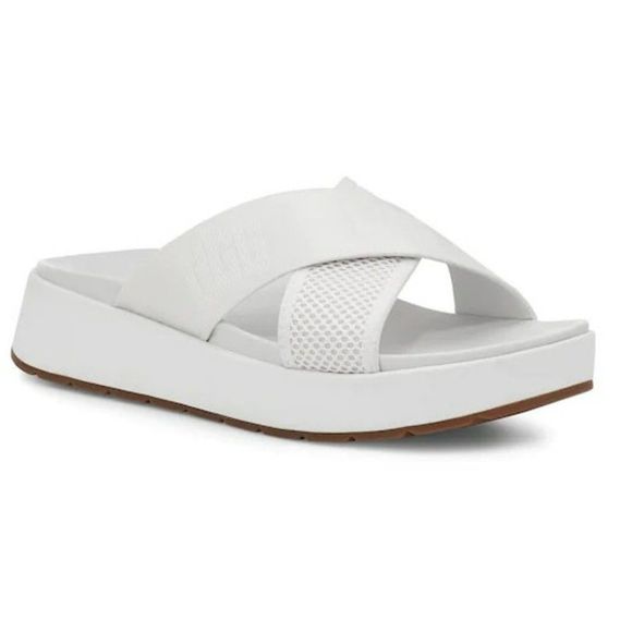 UGG Women's Emily Mesh Slide Sandals - White 6.5M - Picture 2 of 8